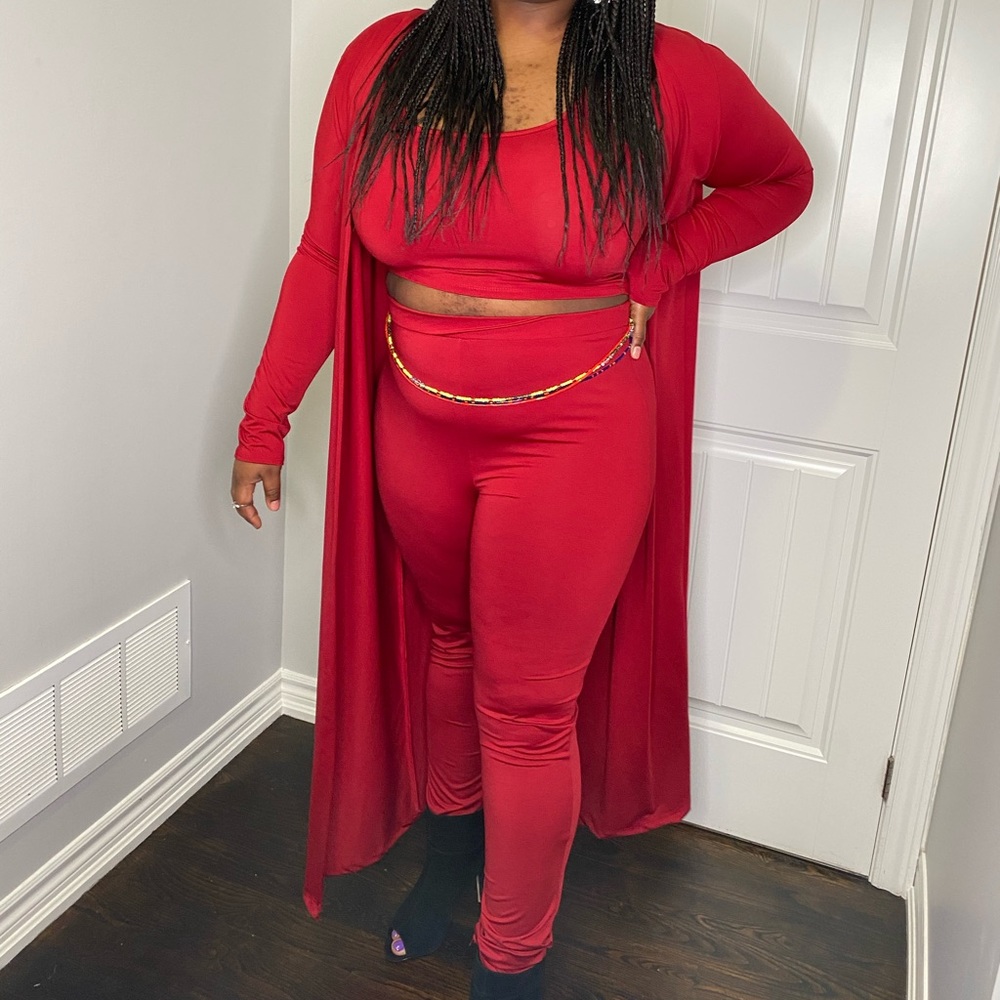 Red 3pc leggings set